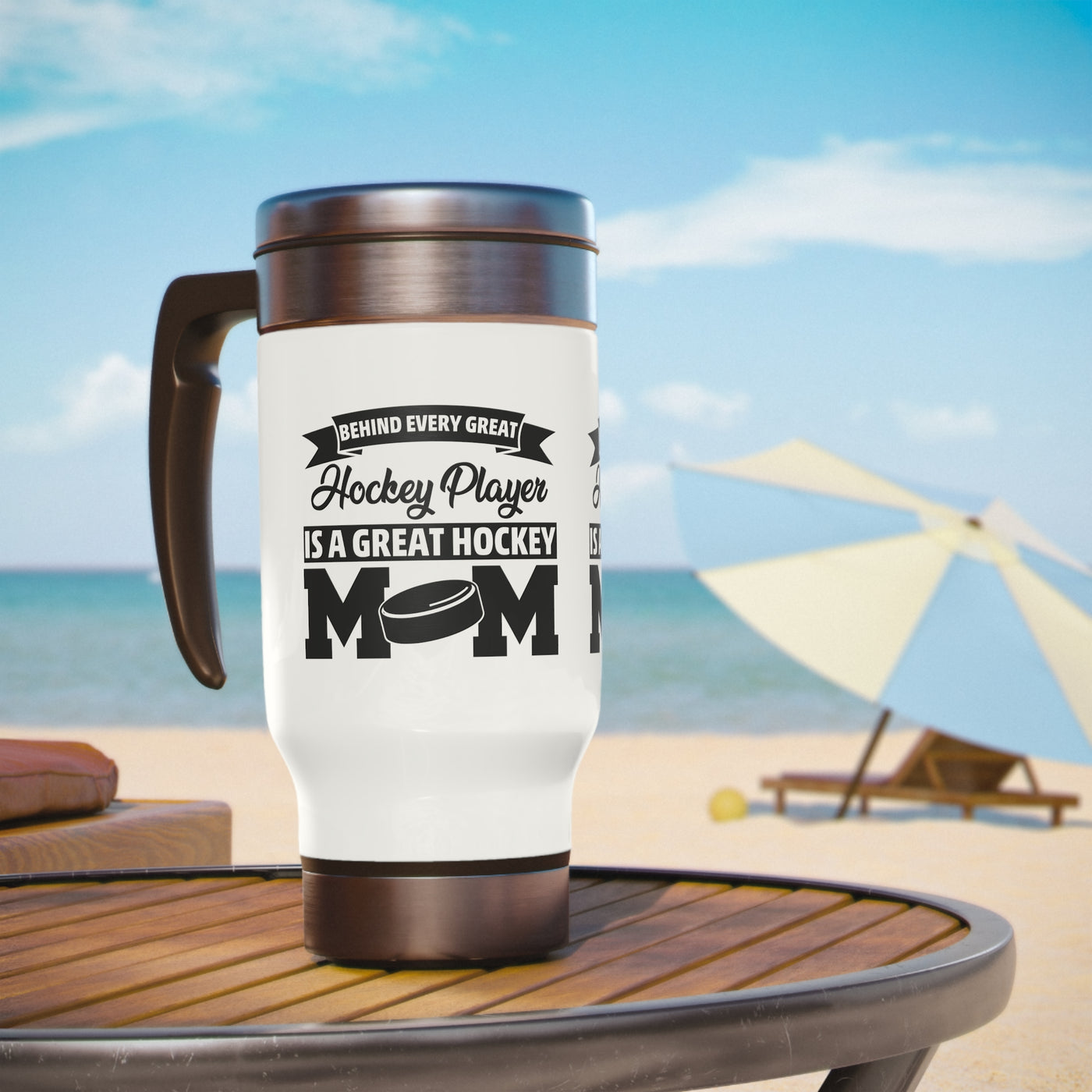 Hockey player is a great hockey mom_Travel Mug