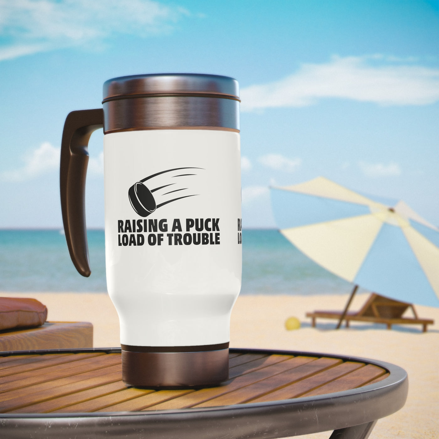 Raising a puck load of trouble_Travel Mug